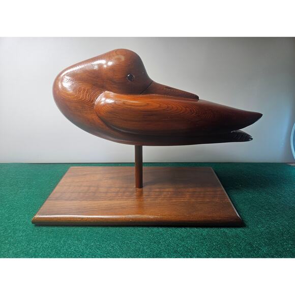 Vintage hand carved Yellowlegs preening 1987 Bill Johnson Made in Iowa Signed - Picture 6 of 8